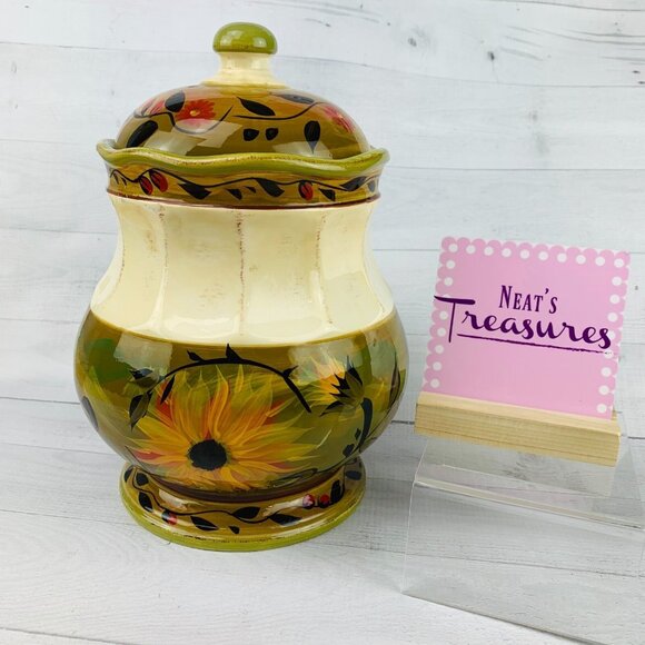 CERTIFIED INTERNATIONAL Margaret Le Van Design SUNFLOWER Large Canister Jar - Picture 1 of 7